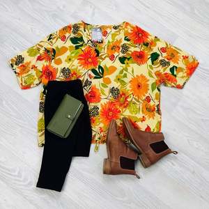 Verity Tie Tops: Short Sleeve Verity Tie Top - Sienna Florals