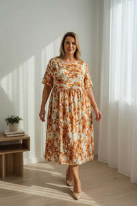 Dresses: Burnt Orange - Vintage China  Dress