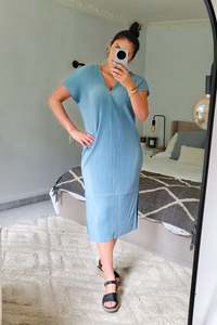 Dresses: Pleated  Zara Dress - Aquamarine