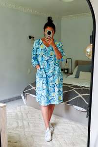 Abstract Swirl Tunic/Dress - Blue
