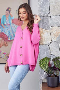 All Nooz Cardis: Pink - Chelsea Knit