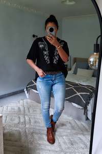 Boho Embroidered Savannah Top - Black