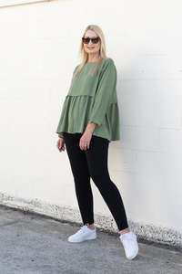 Sage - Long Sleeve Frill Detail Top