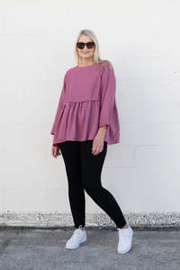 Blush - Long Sleeve Frill Detail Top