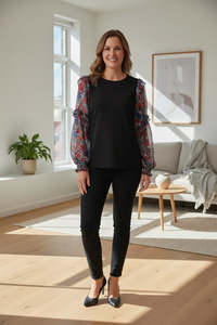 Black Chiffon Sleeve Moira Top