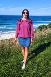 Tops: Animal Insert Leoni Top - Pink Marl