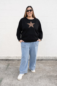 Star Leopard Sweat - Black