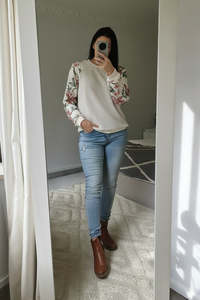 Floral Sleeve Lina Top - Ivory