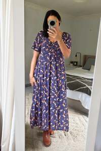 Sweetheart Solstice Dress - Indigo Floral