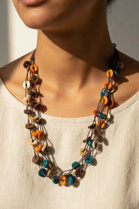Accessories: Layered Wooden Bead Necklace