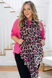 Pink/Black Animal Print Scarf
