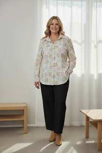 Floral Embossed Fern Shirt - Caramels