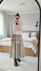 Tiered Victoria Maxi Skirt - Pink & Orange Floral