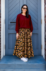 Pants Skirts: Tiered Victoria Maxi Skirt - Vibrant Dark Floral