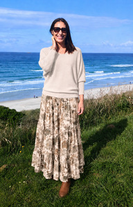 Tiered Victoria Maxi Skirt - Soft Neutrals