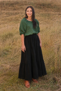 Pants Skirts: Violeta Tiered Maxi Skirt - Black