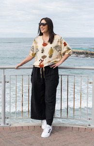 Short Sleeve Verity Tie Top - Natural Forest