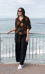 Short Sleeve Verity Tie Top - Retro Blooms