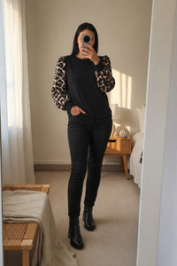 PRE-ORDER** Floaty Animal Print Sleeve Top - Black