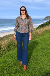 Teal Paisley - Patterned Mercy Puff Sleeve Shirt