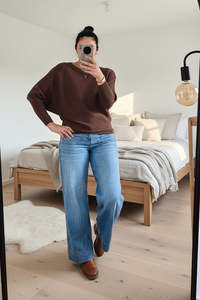 Neutral Summer Collection: Chocolate - Nellie Ribbed  Batwing Knit