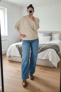 Sand - Nellie Ribbed  Batwing Knit