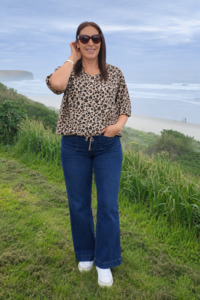 Short Sleeve Verity Tie Top - Leopard