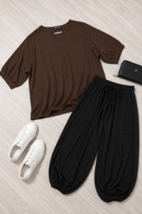 Plain Draped Izzy Top - Chocolate