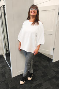Tops: Plain Draped Izzy Top - White