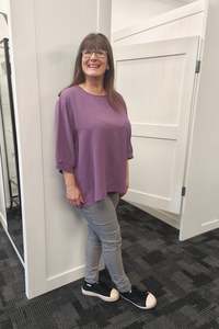 Tops: Plain Draped Izzy Top - Grape