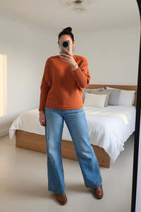 Tops: Rust - Nellie Ribbed  Batwing Knit