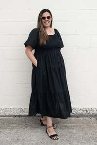 Shirred Bust Soph Maxi - Liquorice