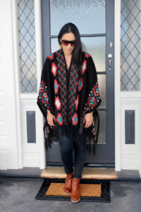 Black Aztec Wrap Cape