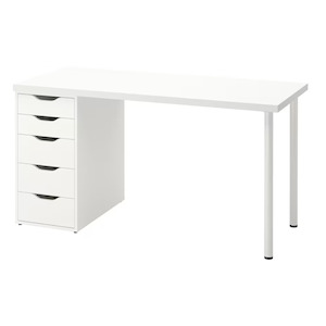 Home Office: Ikea Lagkapten / Alex / Adils Desk Combo, 120x60x73cm, White