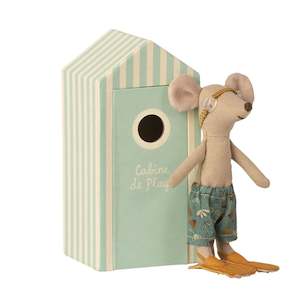 Maileg Vacation Collection: Maileg Beach Mouse Big Brother in Cabin