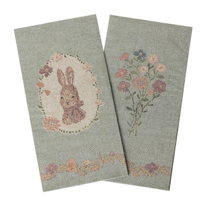 Tableware: Maileg Easter Napkin Lapin De Paques Green-Rose PRE-ORDER