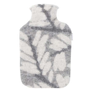 Hot Water Bottles: Branch Verso Hot Water Bottle with Wool Cover 2L, White-Grey