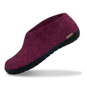 Wool Slippers Insoles: Glerups The Shoe Cranberry - Black Rubber Sole