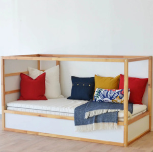 Last Chance: Ikea Kura Reversible Bed, 90x200cm, White / Pine inc. 1x Mattress