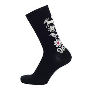 Last Chance: Birds Merino Socks, Black