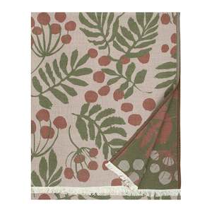 Home Tree Pihapuu Merino Cotton Throw, Beige-Cinnamon-Olive