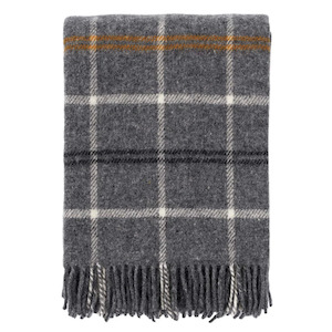 Klippan Tartan 100% Wool Throw, Dark Grey