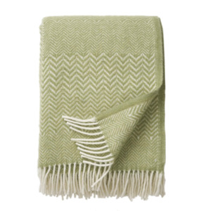 Last Chance: Klippan ZigZag 100% Wool Throw, Leaf Green