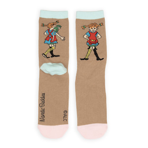 Pippi Longstocking and Mr. Nilsson Socks, Brown-Blue