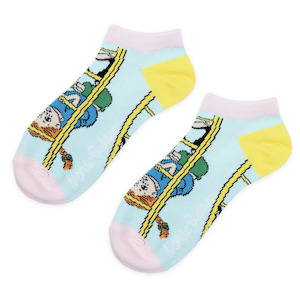 Pippi Longstocking Upside Down Ankle Socks, Blue-Yellow