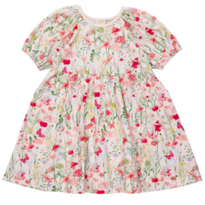Ma-ia Meadow Short Sleeve Kids' Dress, Multi Pink