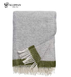 Klippan: Klippan Hampus Wool Throw, 130x200cm, Grey/Avocado
