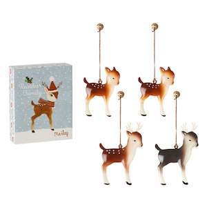 Christmas Decorations: Maileg Reindeer Family, Metal Ornaments 4-Pack