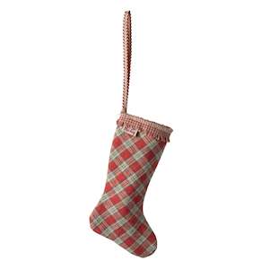 Maileg Stocking Ornament, Checker Red