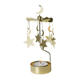Gifts Under 40: Moon and Stars Tea Light Carousel Chime, Gold
